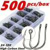 500pcs Sharp Carbon Steel Fishing Hooks Set