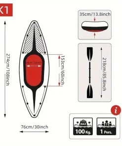 Versatile Inflatable Kayak for 1-2 People