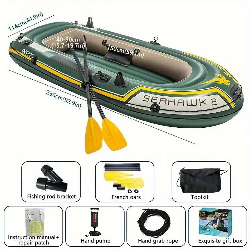 Dual-Person Inflatable Fishing Boat with Skeg-Rudder