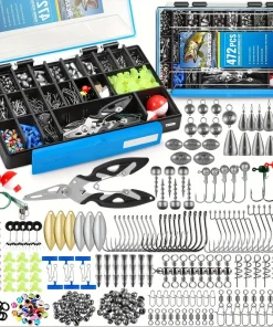 PLUSINNO 472pcs Fishing Tackle Box, Fishing Accessories Fishing Gifts For Men Included Fishing Hooks, Weights, Fishing Pliers, Spoons, Swivels, Fishing Gear And Equipment For Bass Trout