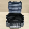 Gray Double-Layer Fishing Tackle Box with Secure Lock