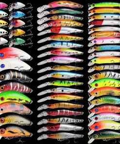 56-Piece Mixed Fishing Lures Set - Assorted Multi-Color Hard Baits
