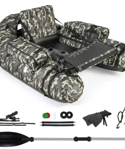 MULTIGOT Inflatable Float Tube w/ Fish Ruler Rod Holder Storage Pockets Flippers Paddle