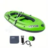 5 Person Heavy Duty Inflatable Fishing Boat with Aluminum Oars High Output Pump Fishing Rod Holders Two Seats Portable Raft for Adults and 1100 lb Capacity