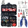 JSFUN Ultimate 263pcs Fishing Tackle Kit with Stainless Steel Pliers, Hooks & Weight Sliders - Complete Gear Box Set for Anglers