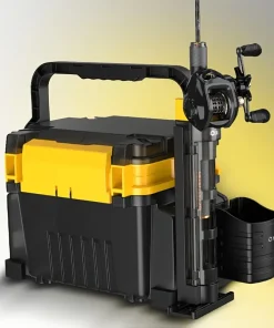 2-Tier Portable Fishing Tackle Box with Rod Holders